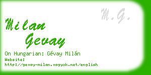 milan gevay business card