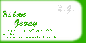 milan gevay business card